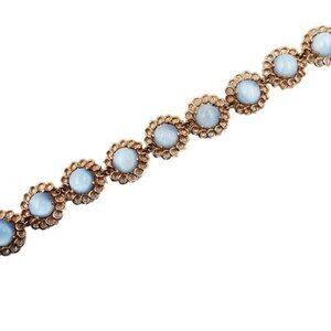 Vintage 1950s Reja Goldtone Faux-Blue Moonstone Cabochon Bracelet